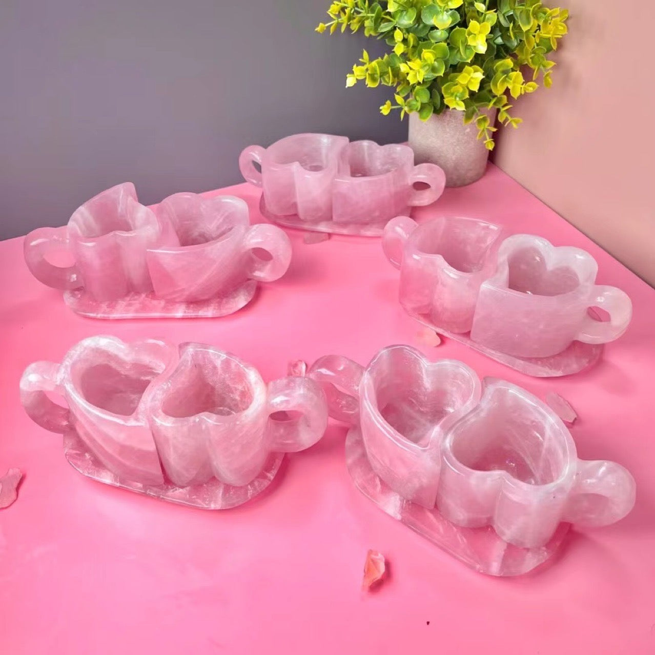 Heart to Heart - Rose Quartz couple's cup(Customization)