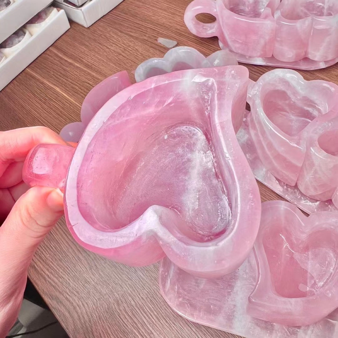 Heart to Heart - Rose Quartz couple's cup(Customization)