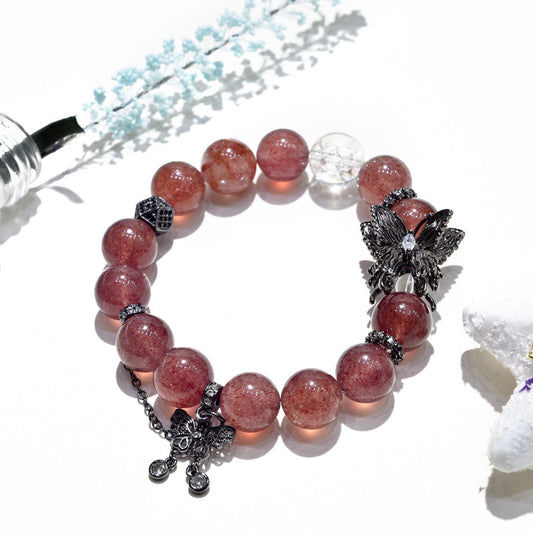 Love Butterfly - Strawberry Quartz Bracelet