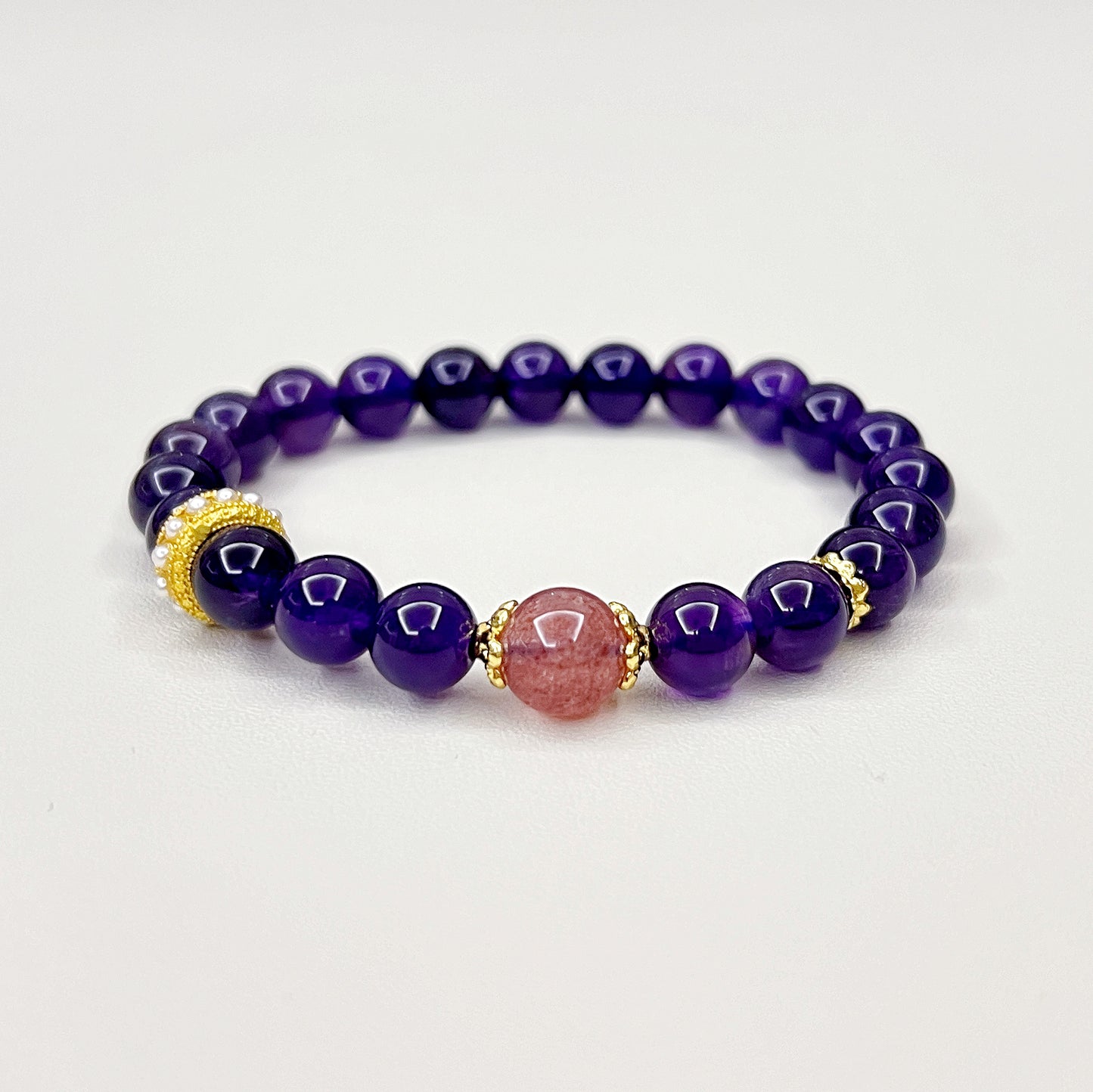 Fortunate - amethyst and strawberry quartz bracelet