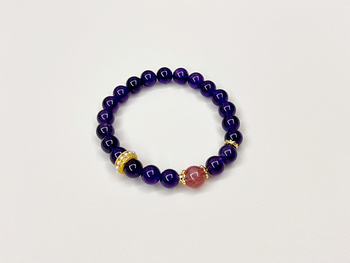 Fortunate - amethyst and strawberry quartz bracelet