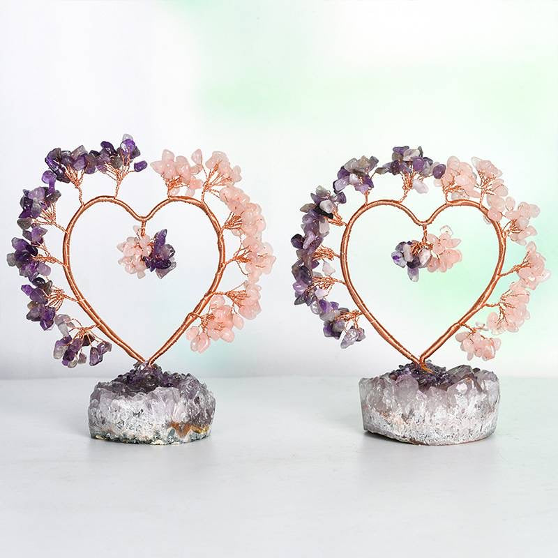 Sweet Heart Tree - Amethyst & Rose Quartz