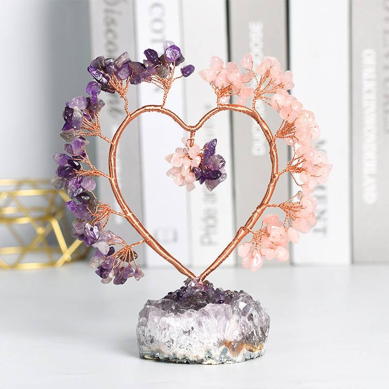 Sweet Heart Tree - Amethyst & Rose Quartz