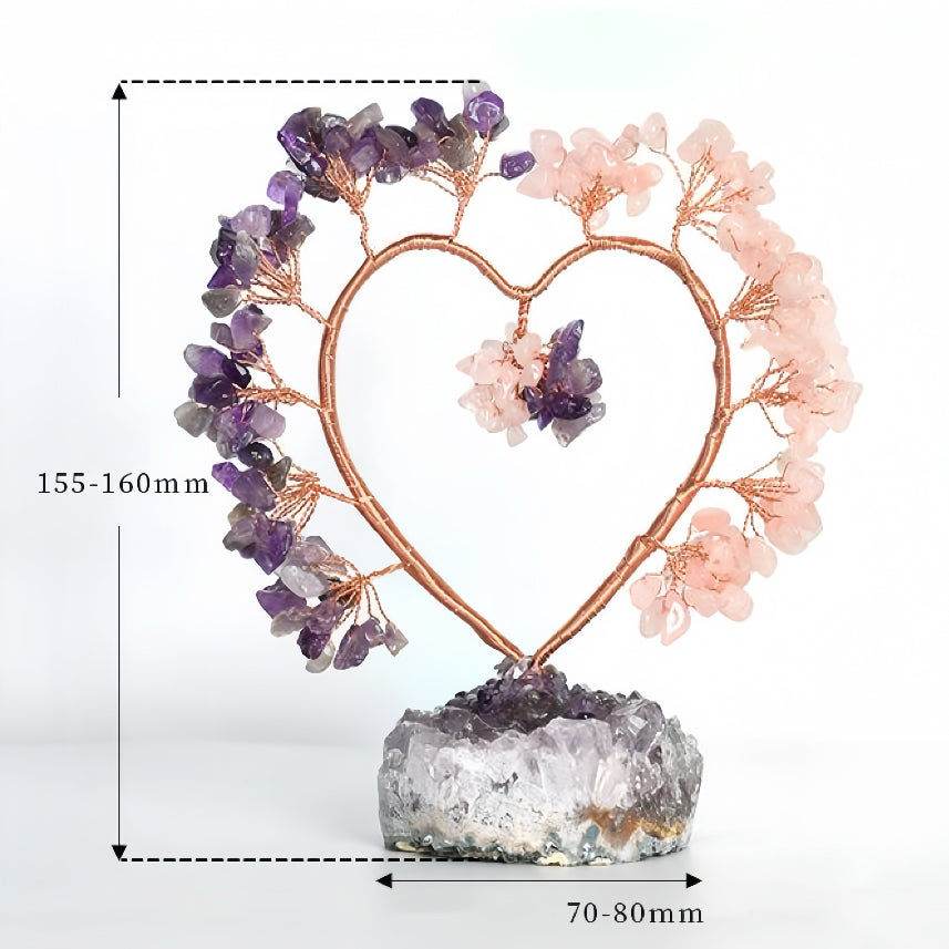 Sweet Heart Tree - Amethyst & Rose Quartz