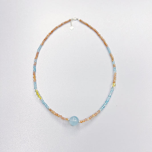 Confidence in Love - Aquamarine & Strawberry Quartz necklace