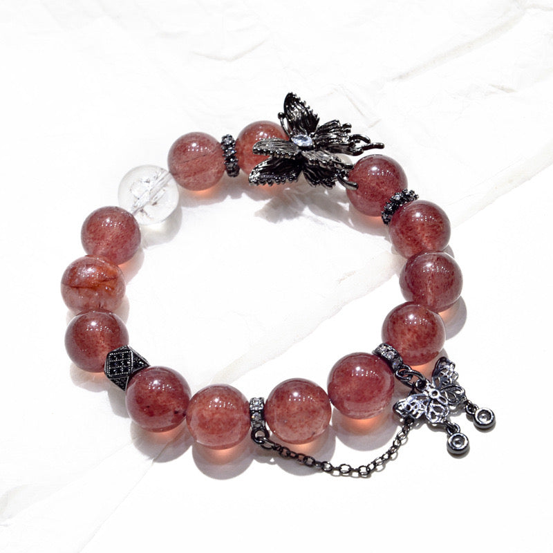 Love Butterfly - Strawberry Quartz Bracelet