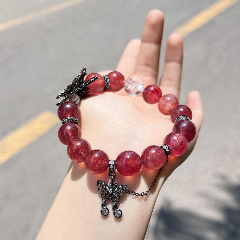 Love Butterfly - Strawberry Quartz Bracelet