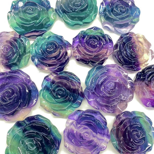 Colorful Rose - Fluorite Carving 5cm