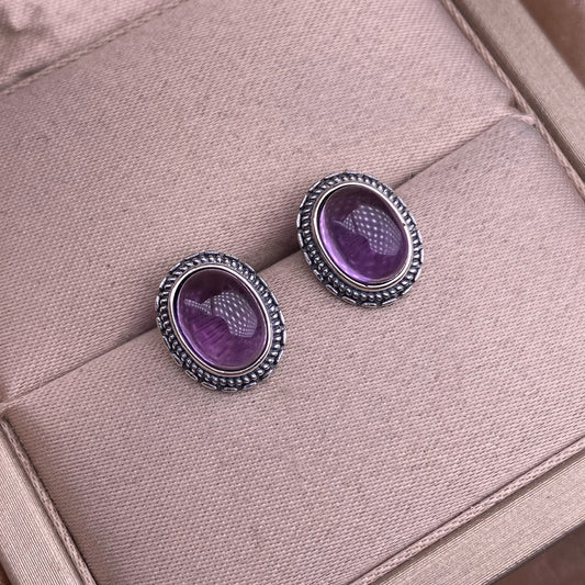 Peaceful Day - Amethyst Silver Earrings