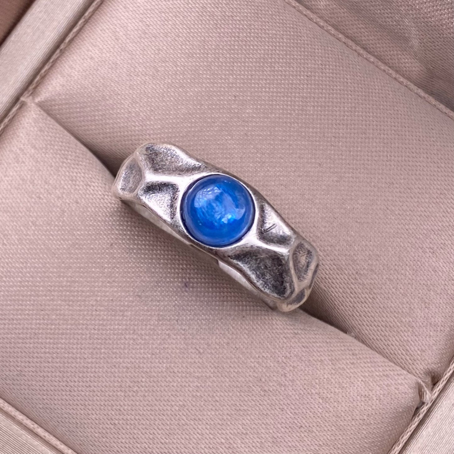 Energy Guard - Kyanite / Moonstone / Garnet Vintage Silver Ring