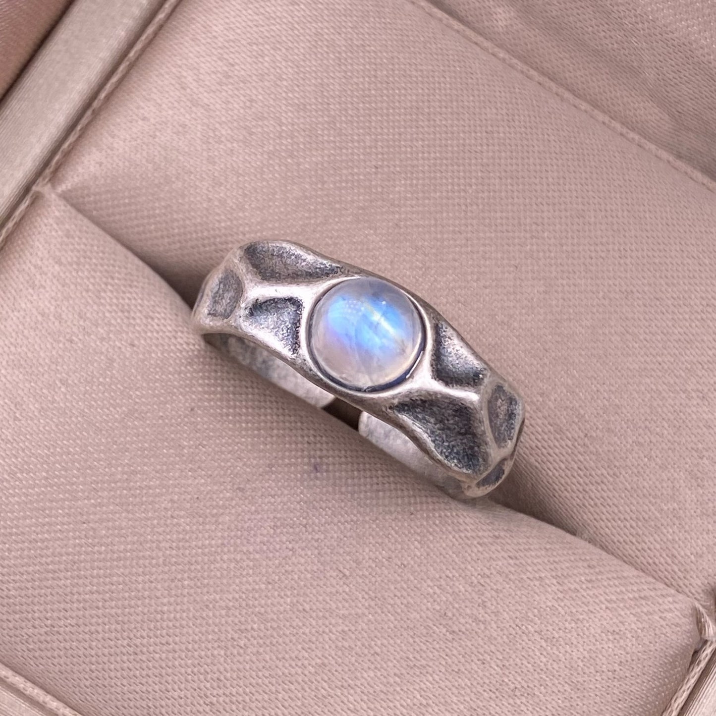 Energy Guard - Kyanite / Moonstone / Garnet Vintage Silver Ring