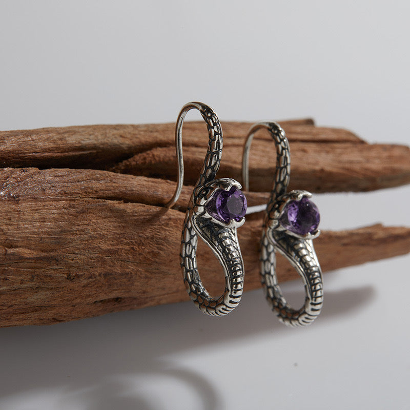 Power up - Snake Amethyst Earrings