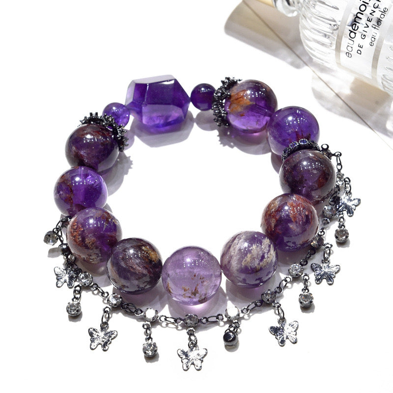 Spiritual Butterfly - Purple Phantom Quartz Bracelet