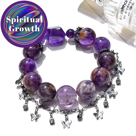 Spiritual Butterfly - Purple Phantom Quartz Bracelet